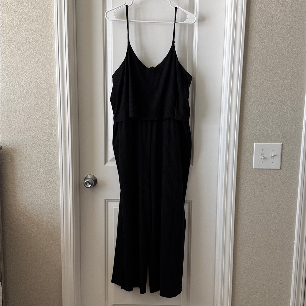 Express Black Ribbed midi jumpsuit